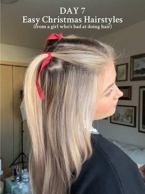 Add red ribbon and all the sudden it’s 🎄✨Christmas✨🎁 #hairstyles #hairtok #grwmhair #hairtutorial #ribbonhairstyle #easyhairstyle #hairstylesforstraighthair #christmashair #easyhairtutorials #12daysofhairstyles #foryourpage #fyp 