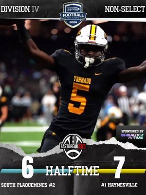 The quest for Championship #18 is alive & well for Haynesville as they lead South Plaquemines 7-6 at halftime of the Division IV Non-Select State Championship 🔥 This halftime update is brought to you by Sheaux Time Branding & Apparel ⭐️ #louisiana #highschool #football #highschoolfootball #playoffs #hypevideo #statechampionship #lhsaa #championship #highlight