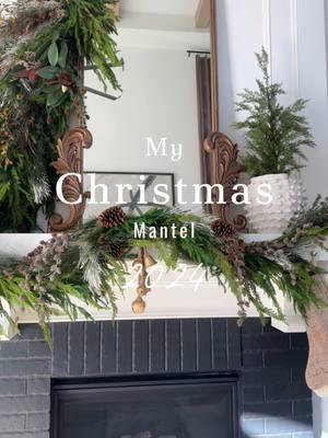 My 2024 Christmas mantel I hope you love this woodsy whimsical look from this year #christmasdecor #holidaymantel #manteldecor #christmas2024 #neutralchristmasdecor