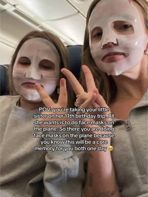 Dreading the day she becomes too cool for me! So I'm soaking up all these moments as much as I can 🥹 #bigsister #sisters #travel #travelwithus #airplaneskincare #collagenmask 