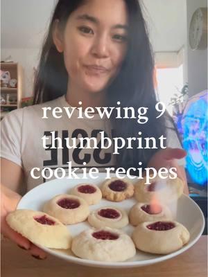 Reviewing 9 thumbprint cookie recipes! Full analysis on the blog as always. Which looks like your ideal cookie? #pancakeprincessbakeoff #bakeoff #thumbprintcookies #thumbprints #holidaycookies #cookiereview 