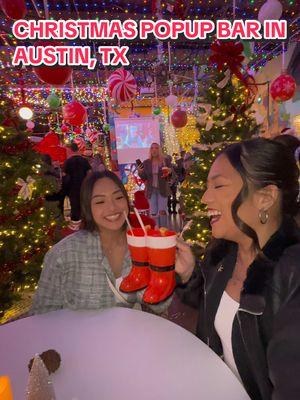 Holly Jolly christmas bar in Austin, TX is open for the holidays! @Austin Bucket List  📍 Wanderlust Wine Co. // 702 Shady Ln, Austin, TX 78702 #christmasbar #holidaybar #popupbar #austinbars #austintexas #austintx #atx #thingstodoinaustin #Vlogmas 