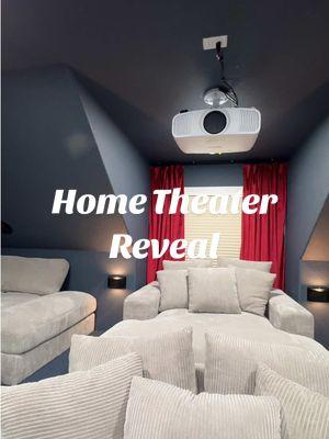 Home Theater Reveal…. Yikes, it took me a while to complete this project, but Im so happy to finally have it completed.  #fypシ #fypage #foryoupage #hometheater #roommakeover #homedecor #mancave #movienight #diyproject 