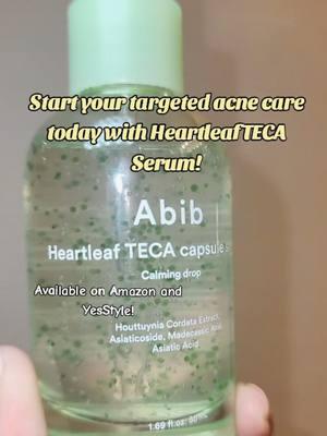 Add this Heartleaf TECA Capsule Serum to your 2025 Skincare Routine 🎀 Available on Amazon and YesStyle.@Abib Global  #abibcapsuleserum #essence #ampoule #acneserum #noncomedogenic #acneproneskin 	#acnescar #redness #blemish 	 #pimple #heartleaf #teca #acnetreatment 	#kbeauty #koreanskincare #acnejourney #fyp 