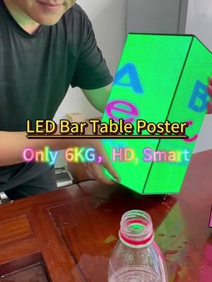 This is latest LED screen Smart LED Bar Table Poster 4-sided display Surface waterproofing Only 6KG with rechargeable battery No installation Placed at the bar, table, counter HD display Turn on the power and play the video #LEDPoster  #SmartLED  #leddisplay  #ledlight   #LEDPosterscreen  #ledsigndesign  #ledwall  #CreativeLEDscreen  #ledscreen #HTURGBFILM  #hturgb