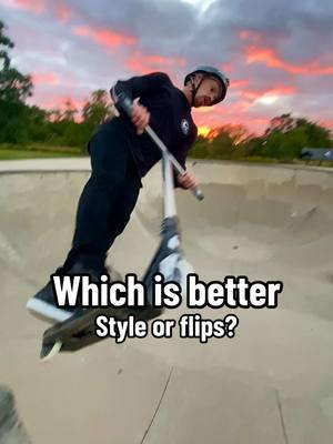 Let the debate begin. Style or flips, which is better? #raptureproscooters #scooter #proscooter #scootering #scootertricks #scooterflips #undialed #scootscootbangbang #rideohio #riding #skatepark #skateramp #smx #fyp #gopro #pov #headcam #newmusic