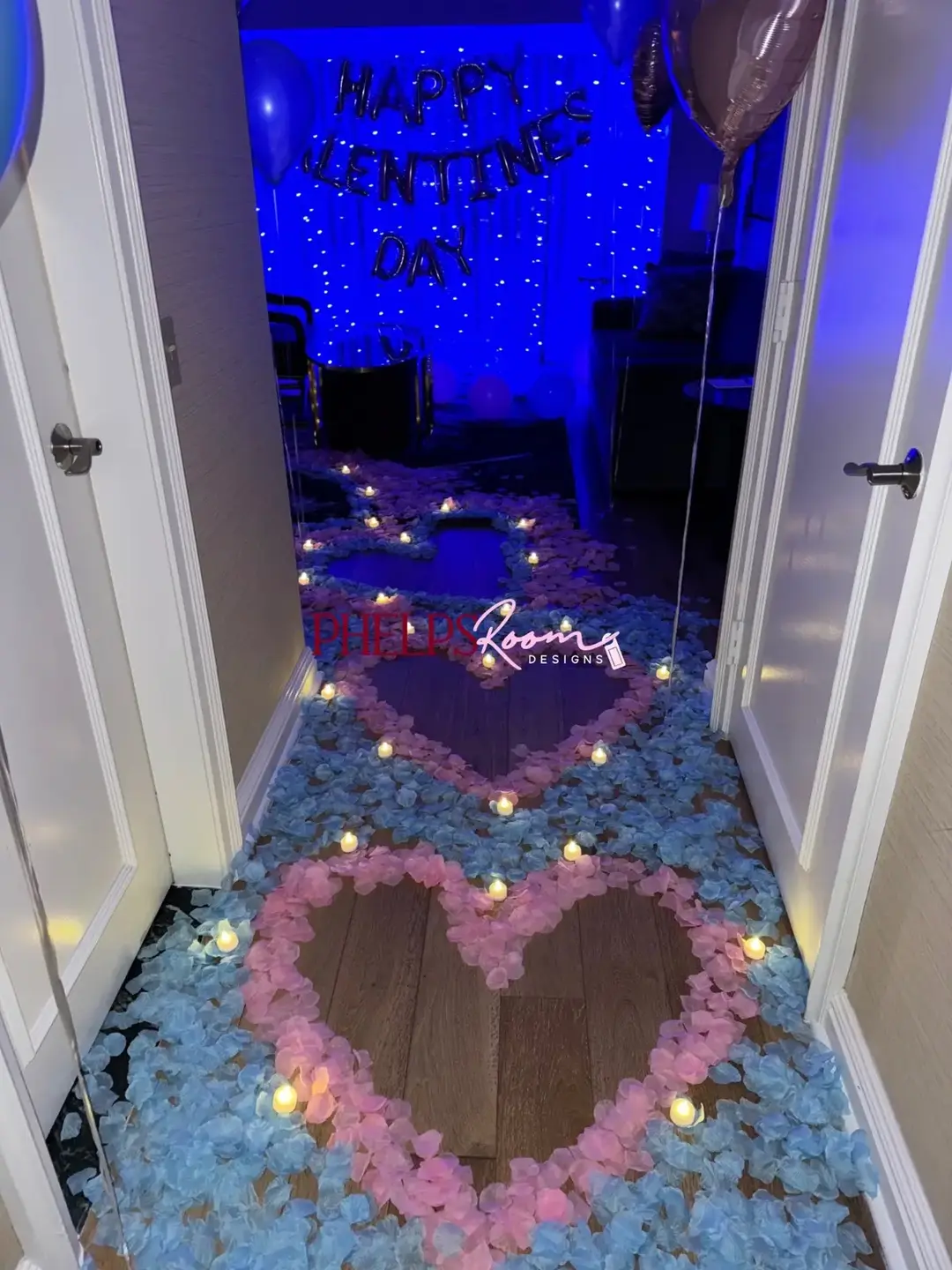 Valentine’s Day books open in 3 weeks 💕 Visit www.phelpsroomdesigns.com for pricing and booking! #phelpsroomdesigns #romanticroom #roses #rosepetals #blackowned #valentines #ValentinesDay #decoratedhotelroom 