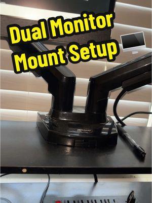 The amount of space you save on your desk is CRAZY! #monitormount #deskmount #dualmonitor #dualmonitorsetup #GamingSetup #monitorsetup #tiktokshopcreatorpicks 