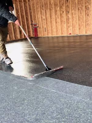 Hard at work @Viper with the Polyaspartic top coat application on a cold winter day. Lets brave the cold together! #simiron #garagegoals #coatings #polyaspartic #topcoat #FlooringExperts #ConcreteRepair 