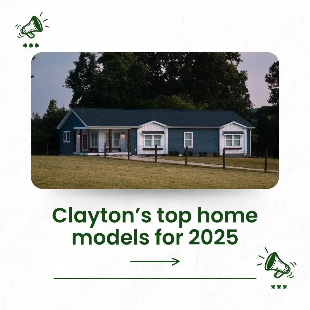 Swipe to see some of our top home model picks for the coming year! 📲 #claytonhomes #modularhomes #manufacturedhomes #mobilehome #modularhouse #prefabhouse #doublewide #doublewidetrailer #mobilehomeliving #doublewidedream #homebuyer #homebuyingtips #homebuying2025 #firsttimehomebuyer #newhomebuyer #affordablehousing #affordablehomes 