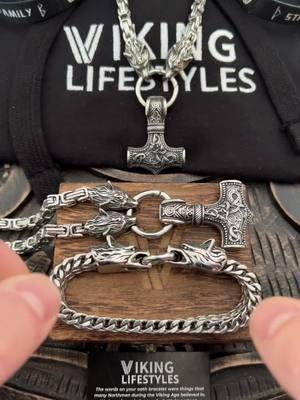 Experience the Set 🐺🐺⚡️  Thor’s Mjolnir Chain and Odin’s Wolves Bracelet 🪓 Available to Order on TikTok Shop 🛍️  #vikingstyle #mjolnir #norsemythology #viking #godofwarragnarok 