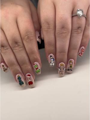 HAHA me dying over posting these 🫠 but they are too good #christmasweenies #christmasnails #christmasnailinspo #freehandnailartist #pittsburghnails #pghnailtech #cranberrytownshippa 