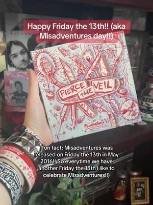 i looveee that misadventures release date was on a friday the 13th its so perfect and fitting with the concept ughh❤️❤️ #ptv #piercetheveil #ptvtiktok #piercetheveiltok #piercetheveilband #vicfuentes #tonyperry #jaimepreciado #lonielrobinson #emo #scene #fyp #misadventures 