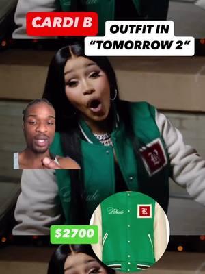 Do yall think this Cardi B jacket in mv “Tomorrow 2” is worth $2700? Follow @whatzfit on all playforms! & +follow @whatzfit for more like this+ #whatzfit #fashion #celebrityoutfits #cardib #music #rap #artist #rhude 