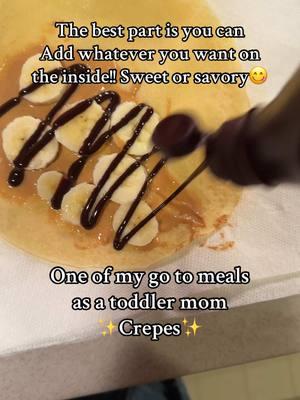 Best believe we are making savory ones later 😋 i add in salt, sugar, and vanilla too ( i like to use them for quesadillas lol ) #breakfast #crepes #momtok #youngmomsoftiktok #myfave #motherhood #toddlertok #MomsofTikTok #cookwithus #yummy #sweet #breakfastideas #EasyRecipe #Recipe #toddlermom #toddlermomsoftiktok #foryoupage 