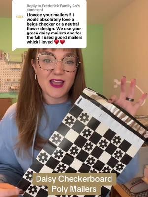 Replying to @Frederick Family Co  check out our Daisy Checkerboard mailers! #SmallBusiness #polymailers #cutepackaging #neutralaesthetic #checkerboard #packingorders 