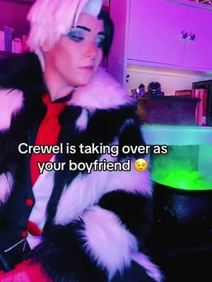 Oh darling, that old thing? He was never worth your time. I’m here now. #crewel #professorcrewel #nightravencollege #twst #twistedwonderland #disney #twstcosplay #potionsclass #twistedwonderlandcosplay #fyp #cruelladevil #cosplay #espresso #flirt