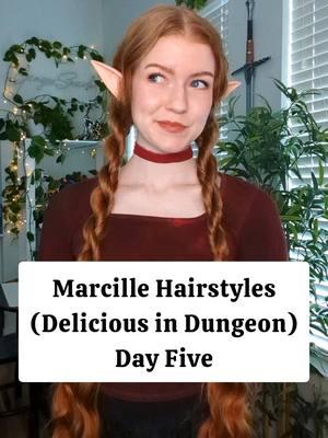 Day five of styling my hair like Marcille from Delicious in Dungeon/Dungeon Meshi!! Idk why I never considered just...stopping a braid? Halfway done? But it's super cute! #deliciousindungeon #dnd #dungeonmeshi #marcille #elfhair #longhairstyles #hairtutorials #fantasyhairstyles 