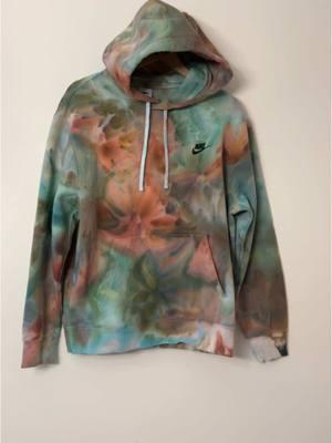 These water color style hand dyed nike hoodies are my favorite to make #DIY #diytiedye #tiedye #nikehoodie #custom 