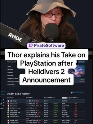 Thor Explains his Take on Playstation After the Helldivers 2 Announcement #piratesoftware #gamedev #playstation #helldivers2 