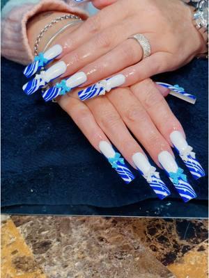 Nails so Nice, 🎅🏾 checked them Twice 💙🥶 #fyp #foryou #foryoupage #bluechristmasnails #classywinternails2024 #christmasnailsidea2024  #gelxnails #gelnails  #baddiechristmasnails  #elegantwinternails  #cutechristmasnails 