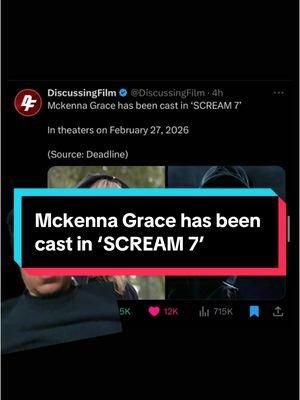 SCREAM 7 news… #horror #horrornews #horrortok #scream7 #screamnews #screammovie #ghostface #mckennagrace #fyp 