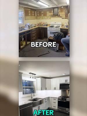 With Lily Ann Cabinets and a little bit of dedication, anything is possible! 💪  #kitchentransformation #kitchentransformationonabudget #kitchenbeforeandafter #lilyanncabinets #whiteshakercabinets 