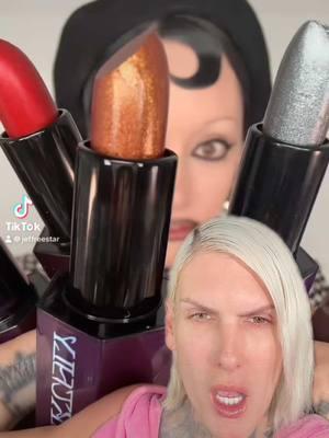 Are these metallic lipsticks from @Unearthly Cosmetics Jeffree Star Approved?! 😱 #makeupreview #jeffreestar #lipstick #BeautyTok #makeup #metallic #foil #redlipstick #fyp #duet w @Erin Parsons 