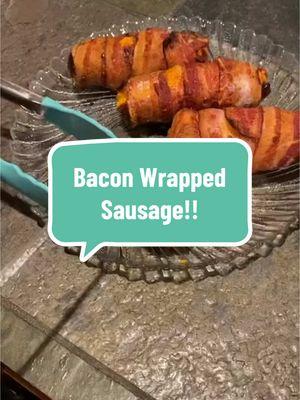 Bacon, wrapped, stuffed sausages! Oh my gosh, these are delicious! Make sure you share them with somebody you love and follow along for more! #teamterryketo #baconlover #stuffedsausages #ketoforweightloss