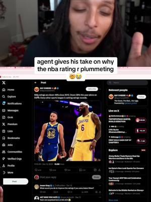 agent gives his take on why the nba rating r plummeting 🤯😭 #agent00 #amp #fyp #viral #NBA 