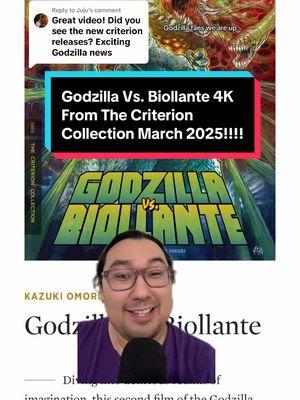 Replying to @Juju Some of the most exciting recent Godzilla news!!!! #godzilla #criterioncollection #criterion #godzillavsbiollante #biollante #heisei #millenniumgodzilla 