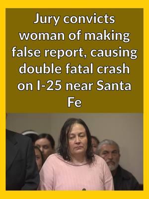 The woman who claimed she was being held hostage before causing a wrong-way crash that left two people dead on I-25 was found guilty in court on Thursday. Click the link in bio to learn more. #krqe #krqenews13 #krqenews #newmexico #localnews #santafe