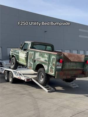 They don't make 'em like this anymore. This sweet green patina bumpside just showed up to the shop. Back when trucks were built to work and last forever, these utility/ service beds like this Reading body transformed regular pickups into mobile workshops— In this case, sheet metal work. Those steel side compartments are super clutch for storing tools, sheet metal, beers.. Just about anything the working man of the era would need! #fatfendergarage #fordf250 #f250 #fordtrucks #servicebed #utilitybed #classictrucks #bumpside 