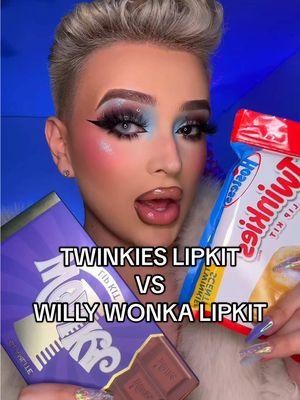 lets compare and swatch the viral glamlite twinkies lipkit with the new willy wonka chocolate lipkit 😍✨🩷🥰 which one do you like better? #viral #glamlite #fyp #explore #makeup #twinkies #hostess #lipkit 