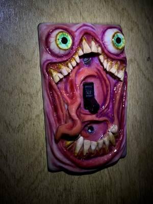 Link in bio ;) check it out. #fyp #polymerclay #clay #handsculpted #horror #sculpture #collectable #handmade #artist #handpainted #creepy #clayart #horrorfanatic #horrorprop #creation #goth #gothic #art #foryou #lightswitchcover 