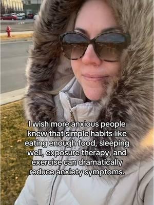 Want to know why these habits help? 👇🏼 Eating enough food: If you’re not properly fueling yourself throughout the day, your body can experience symptoms of low blood sugar that can mimic symptoms of anxiety. This can look like shakiness, feeling dizzy, weak, or heart palpitations. Sleeping well: studies have shown that not getting enough sleep or having poor quality sleep can potentially increase anxiety. Aim for at least 7-8 hours of sleep each night. Exposure therapy: one of the gold standards of therapy for anxiety. If you continue to avoid the things that make you anxious, your anxiety about them will not go away. Work with a trusted professional to help you with this. Exercise: while exercise won’t “cure” your anxiety, it releases chemicals called endorphins which can improve mood and reduce stress. It can also help your body burn off some adrenaline and feel more calm after exercise if you’re feeling ramped up due to stress or anxiety. Which of these habits will you try? Tell me in the comments! #anxiety #MentalHealth #anxious #therapy #anxietysymptoms #anxietyrelief #anxietydisorder #anxiousthoughts #therapist 