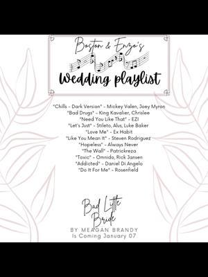 Do you listen to book playlists?  Boston & Enzo's Wedding Playlist for Bad Little Bride by @meaganbrandyauthor coming January 7th!!  → https://geni.us/BLBPlaylist preorder here:  → https://geni.us/BLBEbook #BookTok #over30booktok #momswhoread #romancereads #books #comingsoon #bookplaylist #badlittlebride #meaganbrandy 