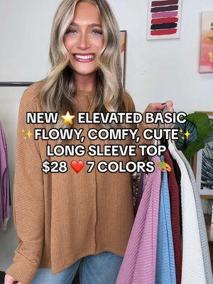 NEW ELEVATED BASIC ⭐️❤️ just arrived 👋 Only $ 2 8 and has the perfect cute + comfy fit!! 7 colors ✨ grab your fav!! Maddie is size 6 wearing a small ⭐️ #comfy #cute #elevated #basic #basics #fashion #inspo #styling #casual #outfits #elevatedbasics #affordablefashion #affordable #oversized #midsize #relaxed #holidays #easy #OOTD 