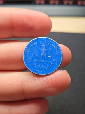 Why Is this Quarter Painted Blue? #coins #coin #coinrollhunting #coinrollhunt #fyp  #treasure  #coincollecting #coinfamily #coinsworthmoney #checkyourchange #silver #diggindave #foryou #crh #coolcoins #money #quarter #paintedcoin 