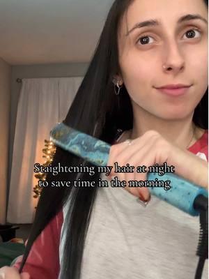 Anything to let me sleep longer. #sleep #night #straighthair #fyp #foryou #foryoupage #relate #savetime #straightenhairwithme #hair 