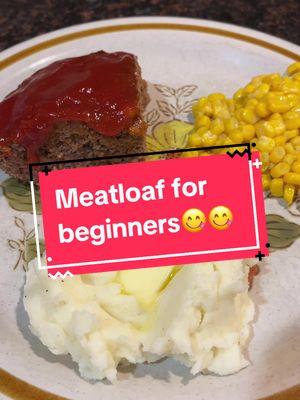 #creatorsearchinsights  #meatloaf #meatloafrecipe #easymeatloaf #meatloaffordinner #beefrecipe #EasyRecipe #eastdinner #cheapmeals #foodtiktok #FoodTok #Foodie #drpepper #fyp #foryou #foryoupage #christiecrocker #christiecrockerskitchen  3Lbs ground beef  3/4 sleeve Saltines crushed fine 1/4 cup ketchup Seasoning salt, garlic powder, onion powder,  and pepper.  Use whatever spices you like and measure with your heart  Mix all ingredients together and add to greased loaf pan or 9x13 pan.  Bake at 350 for 45 minutes.  You’ll want to drain the grease off at this point.  Then I too it with ketchup and brown sugar.  Again, measure with your heart, but I probably used cup, cup and a half of ketchup and 1/4 cup of brown sugar.  I usually end up adding a little more brown sugar.  Too the meatloaf with the sauce and bake an additional 15 minutes.  We served with mashed potatoes and corn. Beginner Meatloaf Meatloaf  Meatloaf 101 @karinne◡̈ @Cece 🫰🏼💜💜 