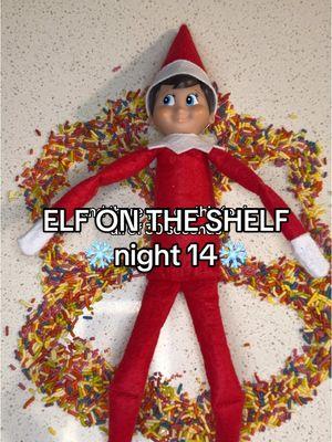 Such a simple one to throw together when you have no elf-in energy left☃️❄️ #elfontheshelf #timesaver #elfontheshelfideas #easyelfideas #snowangel #sprinkles #motherhood #christmasmagic  