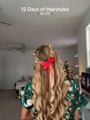 12 days of hairstyles is back!!!🥹❣️🎄🎀  #12daysofhairstyles #christmashairstyles #christmashair #hairtutorial #hairstyles #cutehairstyles #heatlesshair #heatlesshairstyle #halfuphalfdownhairstyle #longhair #blonde #easyhairstyles #hairroutine #haircare #Lifestyle #contentcreator #braidedhairstyle  #braids #dragonbraid #utahhair 