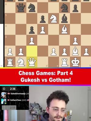 GOTHAM vs GUKESH!!! - Part 4. #gothamchess #chess #chessus #chessusa #chesstok #chessman #chessmaster #chesstiktok #chessgame #chesslover #chessmemes #gamechess #chesse #chessyadilla #chessgames #chessgameplay #gotham #game #games #gaming #chesstips #chesstime #chesstipsandtricks #chesstiktokers #chesstricks #chesstrick #chesstraps #chessfun #fyp #foryou  