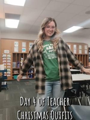 Day 4 of Christmas Teacher Outfits 💚 We were Rad in Plain! #christmasoutfit #christmas #dressupday #teacher #teachers #tiktokteacher #outfitideas #teacheroutfit 