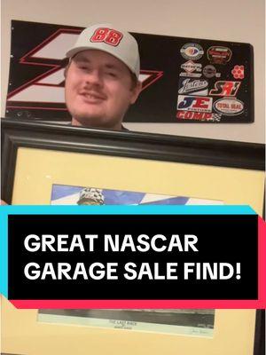 I cannot believe my mom picked this up for only $1. Does anybody know if this is a popular artist? #nascar #cupseries #garagesale #thrift #find #wow #art #nascarart #fyp #funny #haha #daleearnhardt #dei #dalejr #michaelwaltrip 