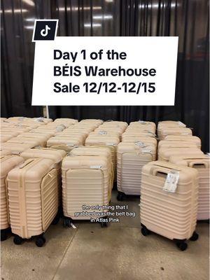 This is the stock that I saw on Thursday 12/12. Didn’t see any cosmetic bags or duffles, but a lot of Weekenders in Maple, Grey, Atlas Pink, and Beige. And plenty of carry-on rollers! #beiswarehousesale #beissale #alternativeretail #beis #beistravel #weekenderbag 