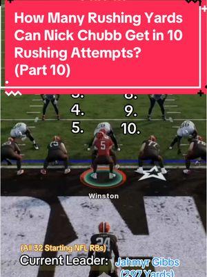 How Many Rushing Yards Can Nick Chubb Get in 10 Rushing Attempts? #football #nfl #madden #madden25 #fyp #cleveland #clevelandbrowns #nickchubb 