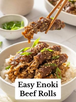 These 20 minute Enoki Beef Rolls are everything 🤤  See link in bio for all detailed recipes 💕 . . . . #EasyRecipe #japanesefood #recipesoftiktok #enokibeefrolls #mushrooms 