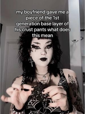 To sew onto my satch #goth #dbeat #crustpunk #gothmakeup #crustpants #altcouple #gothcouple #myboyfriend #gothicaesthetic #gothstyle #sewing #handsewing #punk #punkrock #crustpunk 